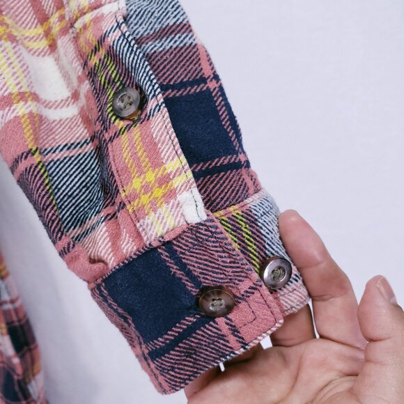 Duluth Trading Co Pink Folklore Flannel Duster Dress Plaid Button Up Size XS - Picture 10 of 16